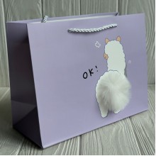 Подарочный пакет со зверюшкой "M" (J95001), 23х17,7х10 см, пастельный микс, упаковка 12 шт. 