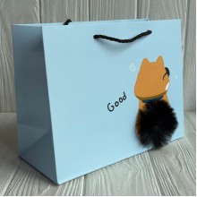 Подарочный пакет со зверюшкой "L" (J95002), 32х26х11 см, пастельный микс, упаковка 12 шт. 