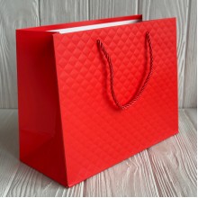 Подарочный пакет ромб 3D (J95503), размер XL (38x32x12 см), микс, упаковка 12 шт. 