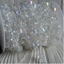 Хрустальная лента-бусинка (С30655), 12+3 мм, перламутровая ромбовидная, рулон 10 м