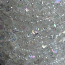 Хрустальная лента-бусинка (С30655), 12+3 мм, перламутровая ромбовидная, рулон 10 м