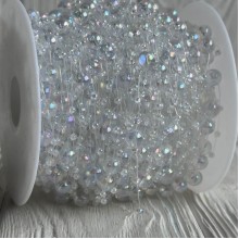 Хрустальная лента-бусинка (С30158-АВ), 8+3 мм, прозрачный перламутр круглая, рулон 60 м