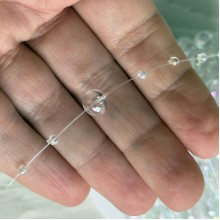 Хрустальная лента-бусинка (С30158-АВ), 8+3 мм, прозрачный перламутр круглая, рулон 60 м