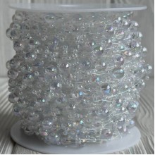 Хрустальная лента-бусинка (С30158-АВ), 8+3 мм, прозрачный перламутр круглая, рулон 60 м