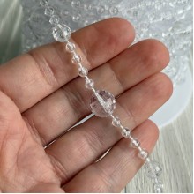 Хрустальная лента-бусинка (С30653), 12+8+4 мм, прозрачная круглая, рулон 10 м