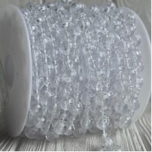 Хрустальная лента-бусинка (С30652), 10+4 мм, прозрачная круглая, рулон 10 м