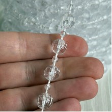 Хрустальная лента-бусинка (С30652), 10+4 мм, прозрачная круглая, рулон 10 м