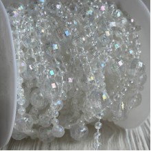 Хрустальная лента-бусинка (С30653-АВ), 12+8+4 мм, прозрачная круглая, рулон 10 м