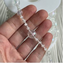 Хрустальная лента-бусинка (С30653-АВ), 12+8+4 мм, прозрачная круглая, рулон 10 м