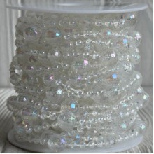 Хрустальная лента-бусинка (С30653-АВ), 12+8+4 мм, прозрачная круглая, рулон 10 м