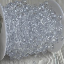 Хрустальная лента-бусинка (С30651), 8+3 мм, прозрачная круглая, рулон 30 м