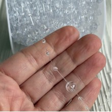 Хрустальная лента-бусинка (С30651), 8+3 мм, прозрачная круглая, рулон 30 м