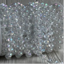 Хрустальная лента-бусинка (С30656-АВ), 10+3 мм, прозрачный перламутр сфера, рулон 10 м