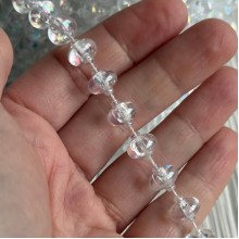 Хрустальная лента-бусинка (С30656-АВ), 10+3 мм, прозрачный перламутр сфера, рулон 10 м