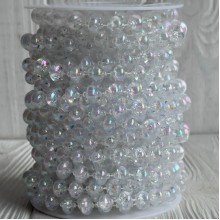 Хрустальная лента-бусинка (С30656-АВ), 10+3 мм, прозрачный перламутр сфера, рулон 10 м