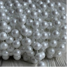 Лента-бусинка (С09712), белая, 12 мм, рулон 7 м