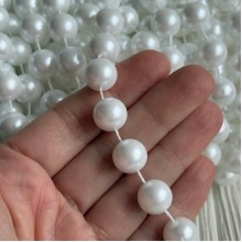 Лента-бусинка (С09712), белая, 12 мм, рулон 7 м