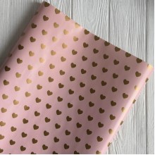 Подарочная бумага, 70х100 см, розовая с золотыми сердечками, упаковка 2 шт.