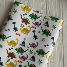 Подарочная бумага, 70х100 см, белая с динозаврами, упаковка 2 шт.