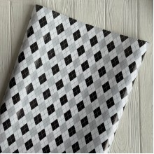 Подарочная бумага, 70х100 см, белая в серо-черный ромб, упаковка 2 шт.