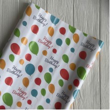 Подарочная бумага, 53х75 см, Happy birthday с шариками, упаковка 3 шт.