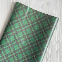 Подарочная бумага, 70х100 см, зеленая шотландка, упаковка 2 шт.