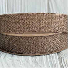 Лента мешковина с плетением (D30339), 2,5 см, кофейная, рулон 9 м