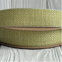 Лента мешковина с плетением (D30339), 2,5 см, оливковая, рулон 9 м