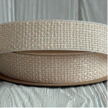 Лента мешковина с плетением (D30339), 2,5 см, молочная, рулон 9 м