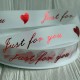Стрічка силіконова Just for you (D30334), 2,2 см, прозора з червоним надписом, рулон 40 м