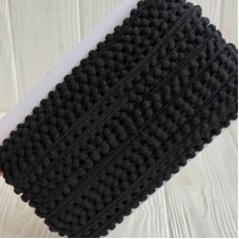 Тесьма помпончики, 0,5х0,8 см, черный, рулон 23 м