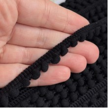 Тесьма помпончики, 0,5х0,8 см, черный, рулон 23 м