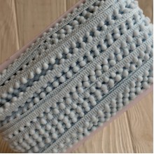 Тесьма помпончики, 0,5х0,8 см, голубой, рулон 23 м