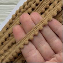 Тесьма помпончики, 0,5х0,8 см, песочный, рулон 23 м