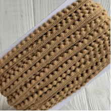 Тесьма помпончики, 0,5х0,8 см, песочный, рулон 23 м