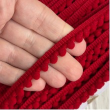 Тесьма помпончики, 0,5х0,8 см, красный, рулон 23 м