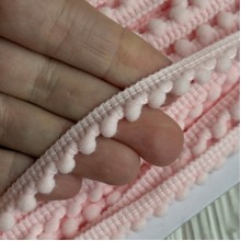 Тесьма помпончики, 0,5х0,8 см, светло-розовый, рулон 23 м