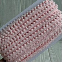 Тесьма помпончики, 0,5х0,8 см, светло-розовый, рулон 23 м