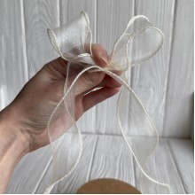 Лента-волна с органзы (D30332), 4 см, молочная, рулон 9 м