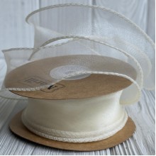 Лента-волна с органзы (D30332), 4 см, молочная, рулон 9 м