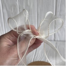 Лента-волна с органзы (D30332), 4 см, молочная, рулон 9 м