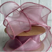 Лента-волна с органзы (D30332), 4 см, пудровая, рулон 9 м