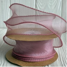 Лента-волна с органзы (D30332), 4 см, пудровая, рулон 9 м