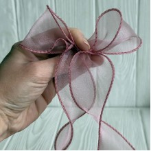 Лента-волна с органзы (D30332), 4 см, пудровая, рулон 9 м