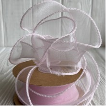 Лента-волна с органзы (D30332), 4 см, светло-розовая, рулон 9 м