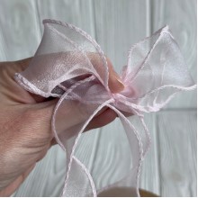 Лента-волна с органзы (D30332), 4 см, светло-розовая, рулон 9 м