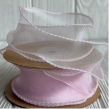 Лента-волна с органзы (D30332), 4 см, светло-розовая, рулон 9 м