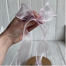 Лента-волна с органзы (D30332), 4 см, светло-розовая, рулон 9 м