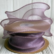 Лента-волна с органзы (D30332), 4 см, баклажановая, рулон 9 м