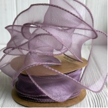 Лента-волна с органзы (D30332), 4 см, баклажановая, рулон 9 м